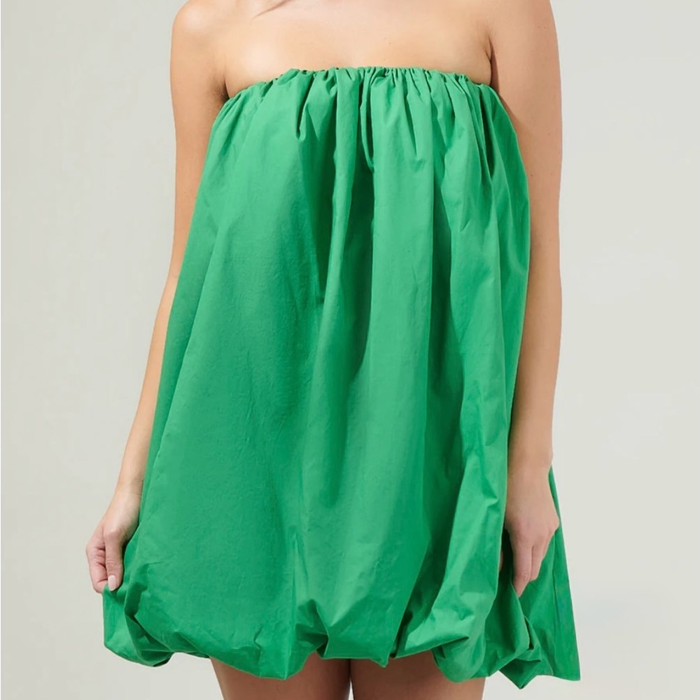 Elegant Green Backless Bubble Dress